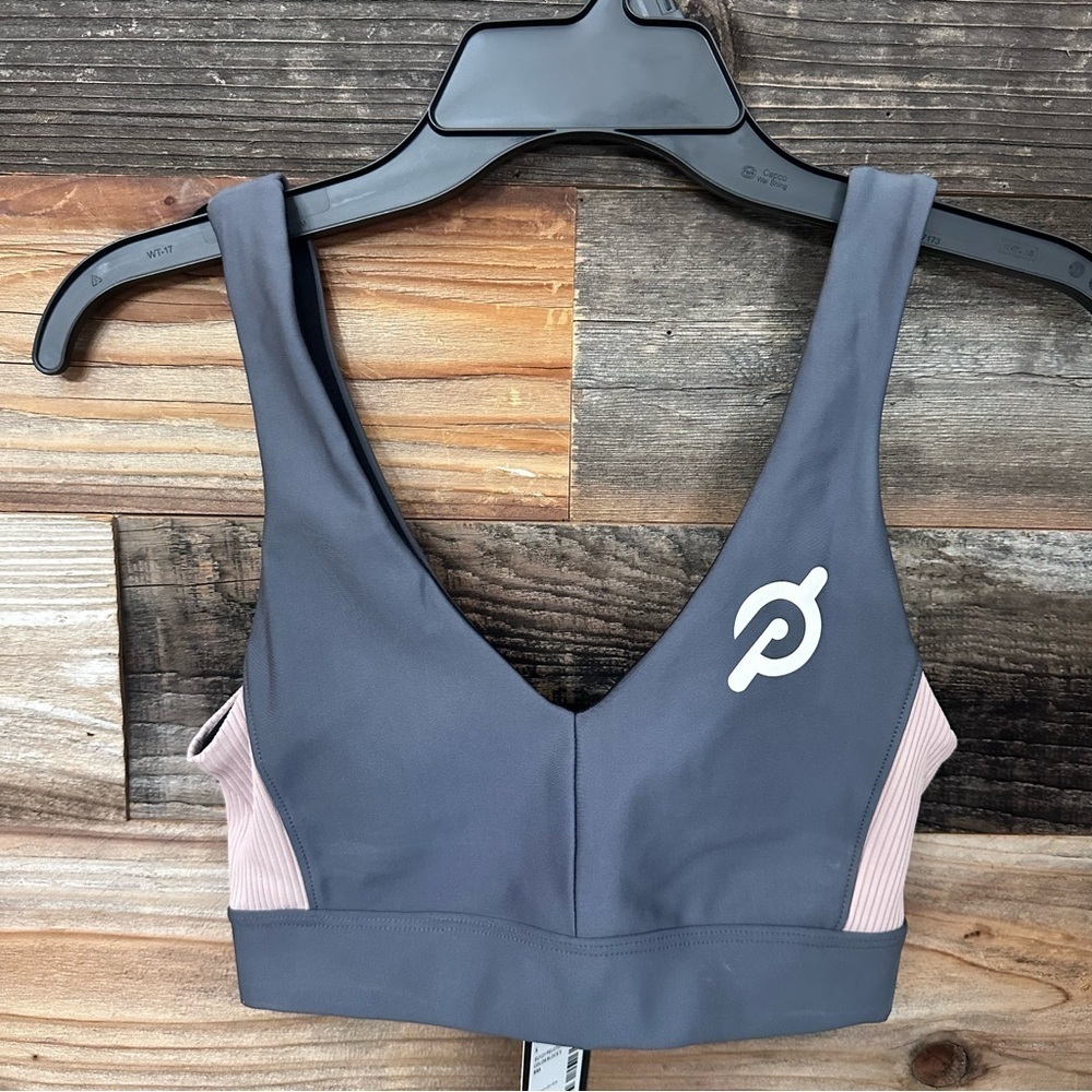 PELOTON Summer Grey Pink COLOR BLOCK Sports Bra Size Small NWT Athleisure